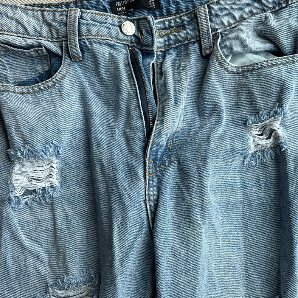 Pretty Little Things-Distressed Light Blue Denim Jeans